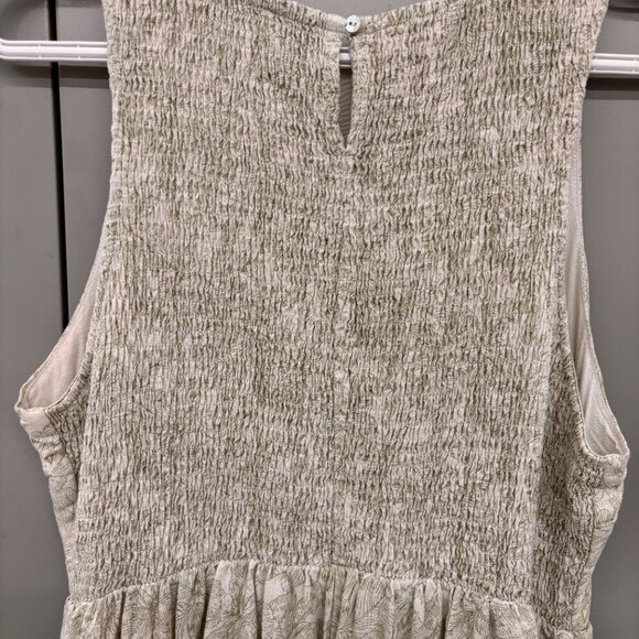 Lucy Paris Lyna Halter Midi Dress Green Floral Smocked Top Lined Size LG Pockets - Picture 5 of 13